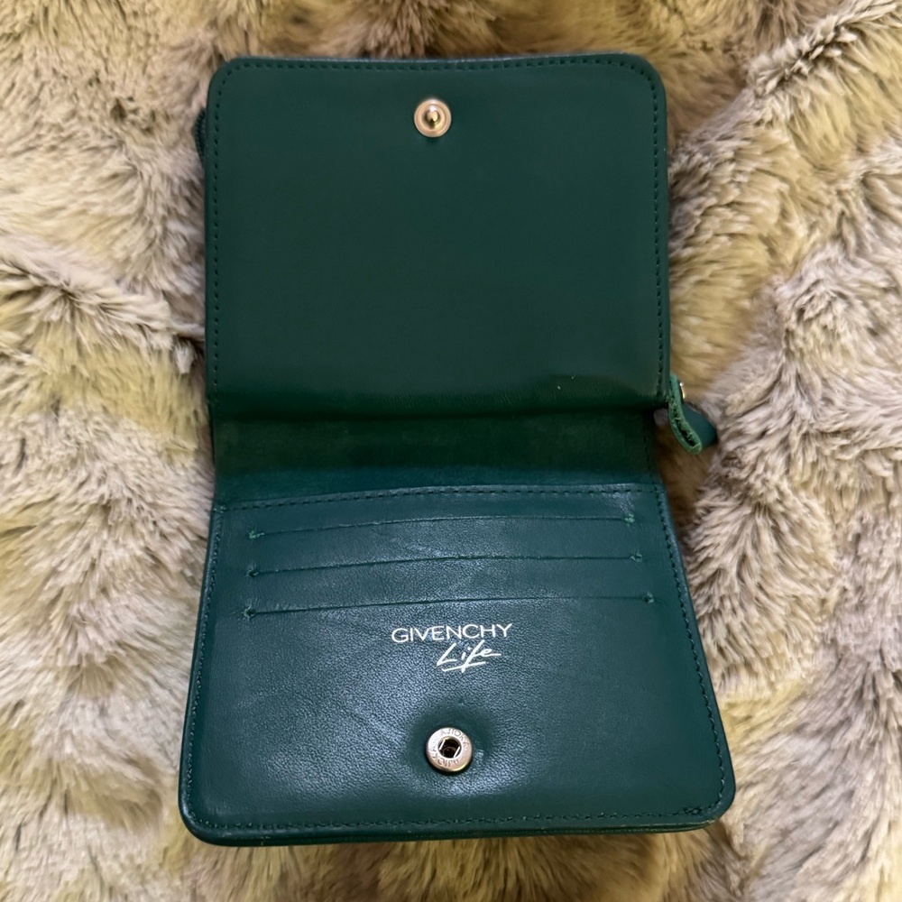 Givenchy Green Wallet with Textured Fabric and LIFE Embellishments GUC - Picture 3 of 4